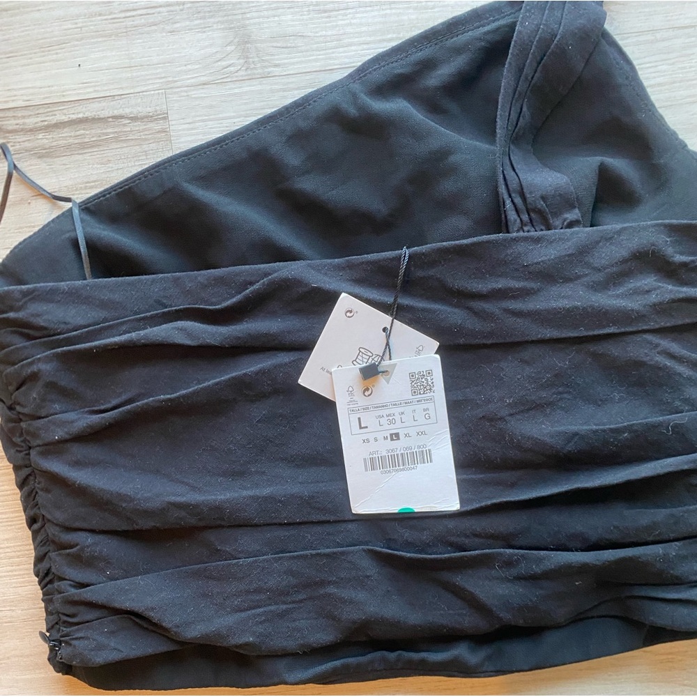 NWT ZARA Linen One Shoulder Crop Top - Picture 4 of 6